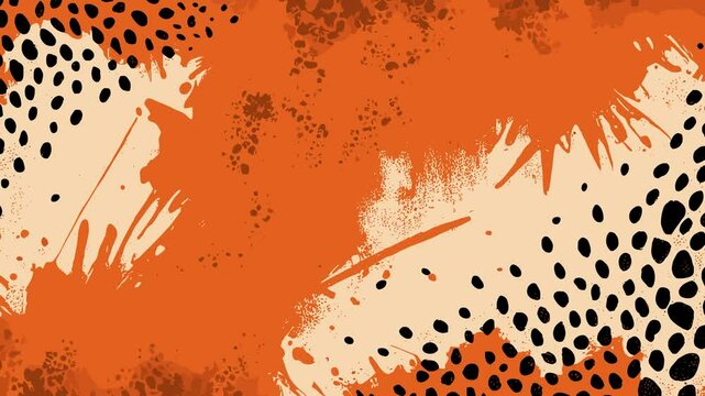 Abstract orange leopard grunge animated brutal comic book style composition background