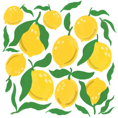 Lemon Lemons Gouache original white