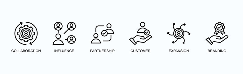 Strategic Alliance Banner Web Icon Vector Illustration Concept With Collaboration, Influence, Partnership, Customer, Expansion, Branding