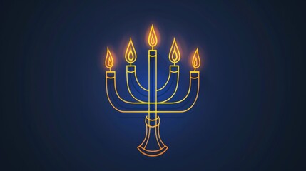 Obraz premium Menorah with Lit Candles