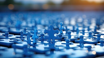 Fototapeta premium a blue puzzle with a piece of puzzle pieces on it