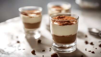 white sweet alian tiramisu layered studio drink dessert glass hot background glasses