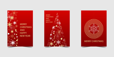 vertical festive christmas greeting cards merry christmas and happy new year red background vector illustration