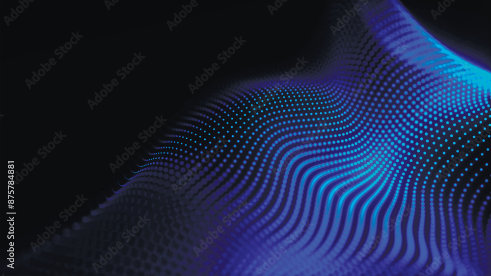 Poster abstract digital particle wave. technology background. futuristic dot wave. network connection struc