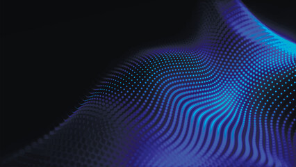 Abstract digital particle wave. Technology background. Futuristic dot wave. Network connection structure. Presentation design background. Technology or science banner. 3d vector illustration