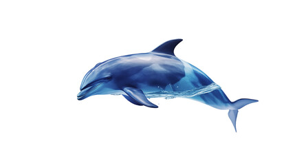 Illustration swimming dolphin intertwined with ocean waves