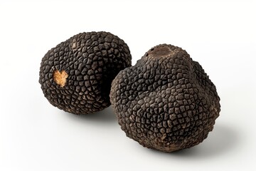 whole Black truffles isolated on a white background