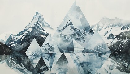 Obraz premium Abstract Mountain Landscape with Geometric Overlays