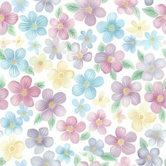 Watercolor Flower Grid with Circles and Dashes
