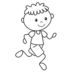 Stick figure running a bench vector cartoon illustration