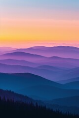 Obraz premium A beautiful landscape image of purple mountains at sunset. AI.