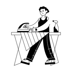 Trendy outline mini illustration of ironing 

