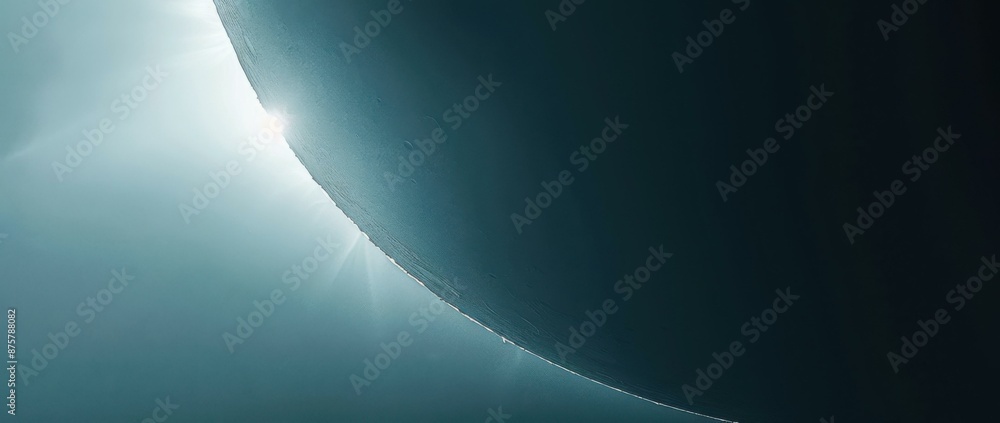 Poster close-up of a textured sphere with a bright light source in the top left corner. ai.