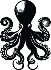 Octopus set silhouette vector on a white background