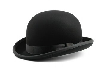 Classic Black Bowler Hat Isolated on White