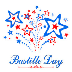 Bastille Day. Celebration background with firework and place for your text.  illustration 