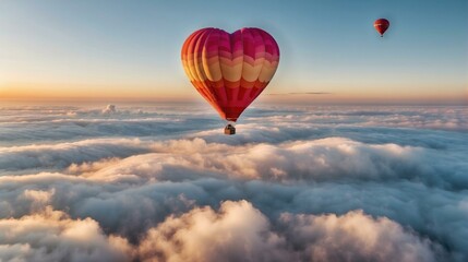 Obraz premium Hot air balloons floating above the clouds. AI.