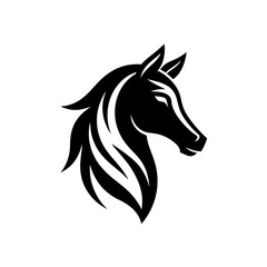 Minimalist horse logo icon silhouette vector art illustration