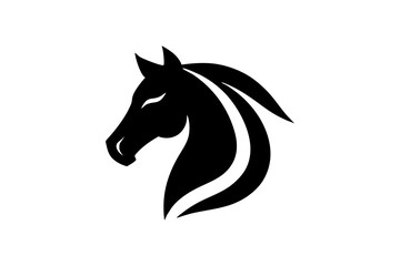 Minimalist horse logo icon silhouette vector art illustration