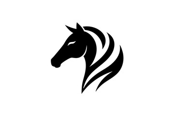Minimalist horse logo icon silhouette vector art illustration