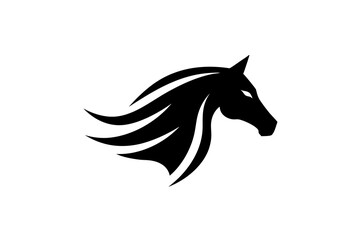 Minimalist horse logo icon silhouette vector art illustration