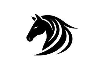 Minimalist horse logo icon silhouette vector art illustration