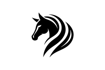 Minimalist horse logo icon silhouette vector art illustration