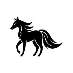 Minimalist horse logo icon silhouette vector art illustration