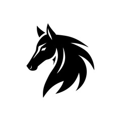 Minimalist horse logo icon silhouette vector art illustration