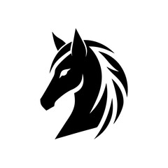 Minimalist horse logo icon silhouette vector art illustration
