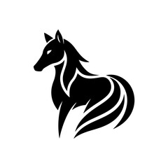Minimalist horse logo icon silhouette vector art illustration
