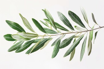 Olive Branch on a White Background