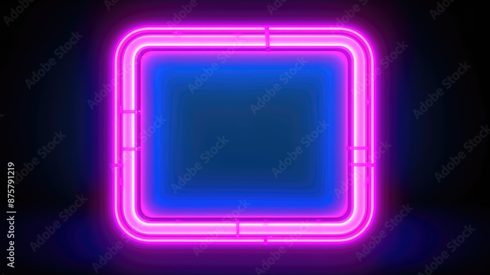 Poster abstract picture of beautiful geometric shape portal with digital style neon light reflecting set ag