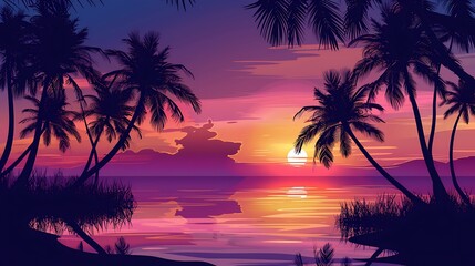 Obraz premium Tropical Sunset Over the Ocean