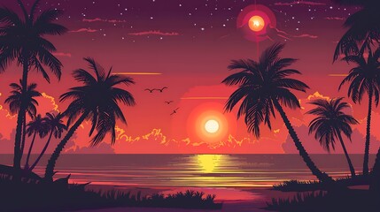 Tropical Sunset Over the Ocean