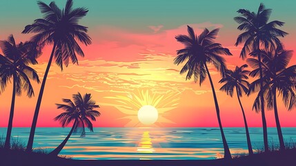 Obraz premium Tropical Sunset Over the Ocean