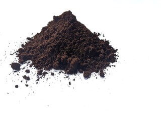 Coffee grounds on white background