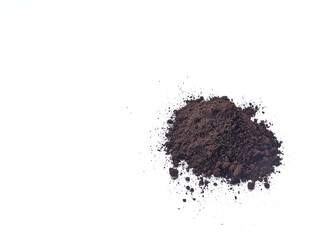 Coffee grounds on white background