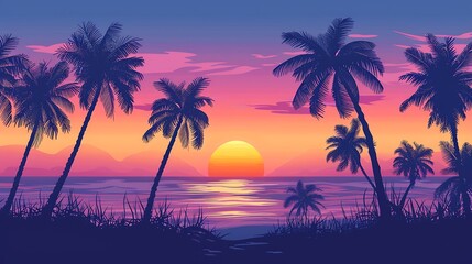 Naklejka premium Tropical Sunset Over the Ocean