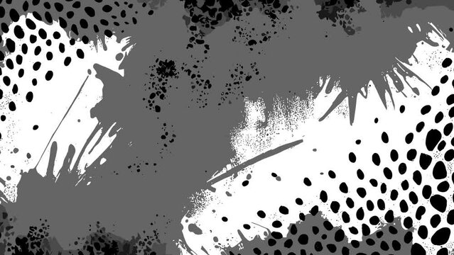 Abstract monochrome b&w leopard grunge animated brutal comic book style composition background