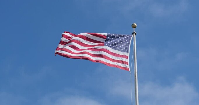 Flag of USA United States. American flag. The U.S. flag in sky