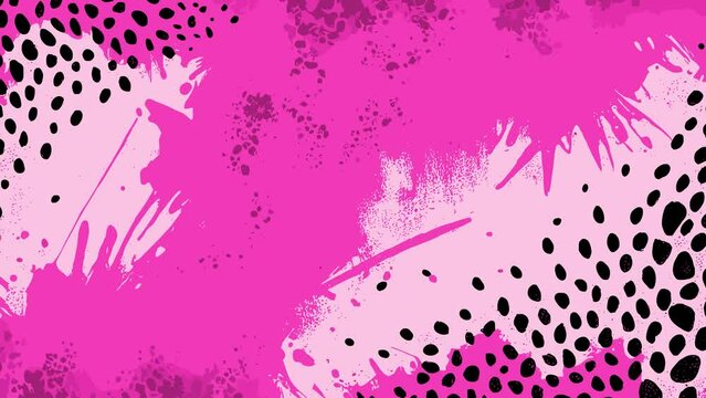 Abstract pink leopard grunge animated brutal comic book style composition background