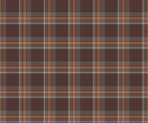 Plaid pattern, brown, gray, yellow, seamless for textiles and designing clothing, skirts, pants, aprons, tablecloths, blankets or decorative fabrics. Vector illustration.