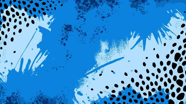 Abstract blue leopard grunge animated brutal comic book style composition background
