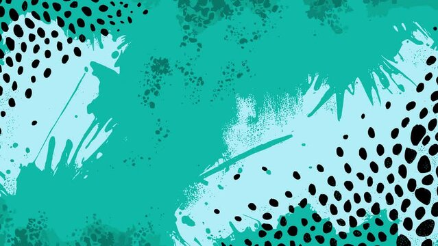 Abstract turquoise leopard grunge animated brutal comic book style composition background