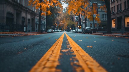 Wet Asphalt Street at Dusk