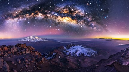 Milky Way Over Mountain Range at Night