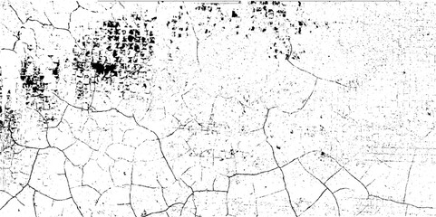 Fototapeta premium Distressed black and white grunge seamless texture background vector. Retro Background. Broken, Cracked Wall Texture. Scratched, Dirt Print. Black and White Grunge Style.