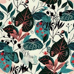 Vintage Style Botanical Leaf Repeat Pattern
