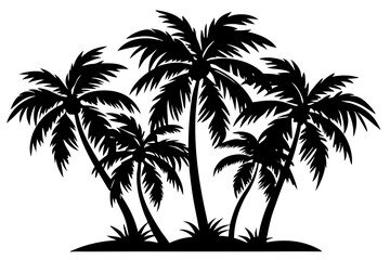 Coconut trees silhouette vector on white background